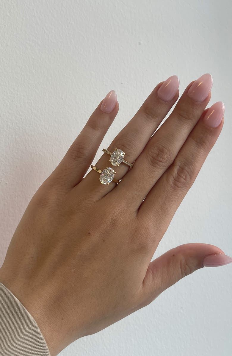 Everyday By HauteCarat 18K White Gold Oval Cut Lab Created Diamond Engagement Ring - 2.0 ctw, Alternate, color, 