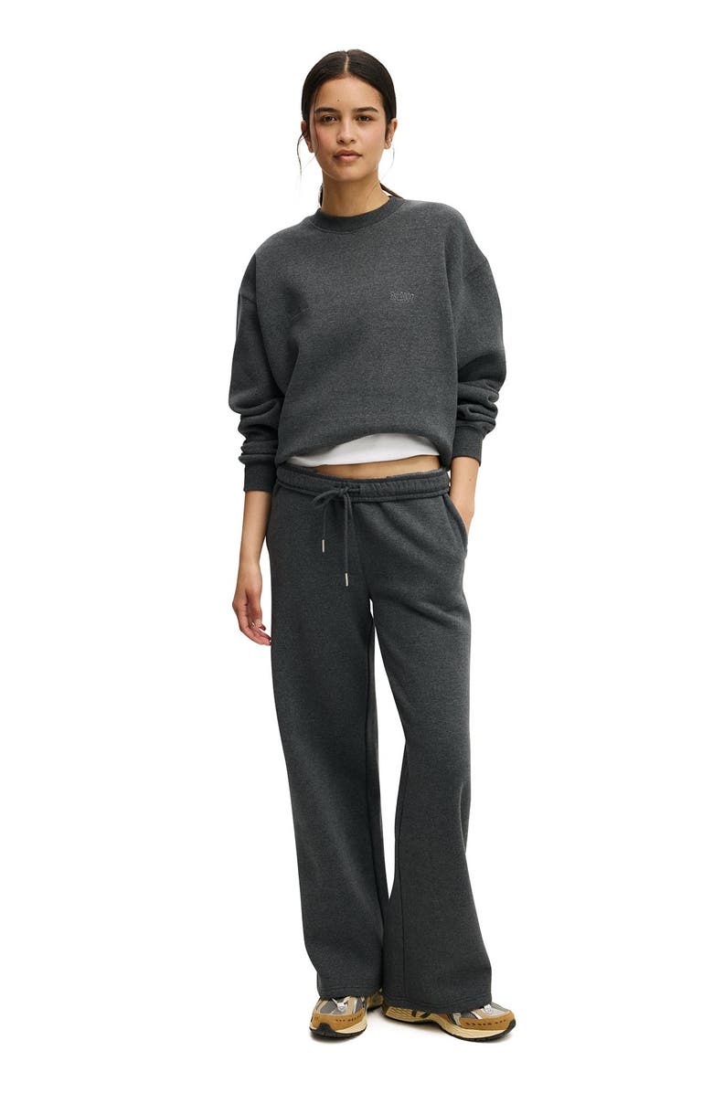 COTTON ON BODY Women's Active Plush Graphic Crew Sweatshirt, Alternate, color, Dark Grey Marle Wellness