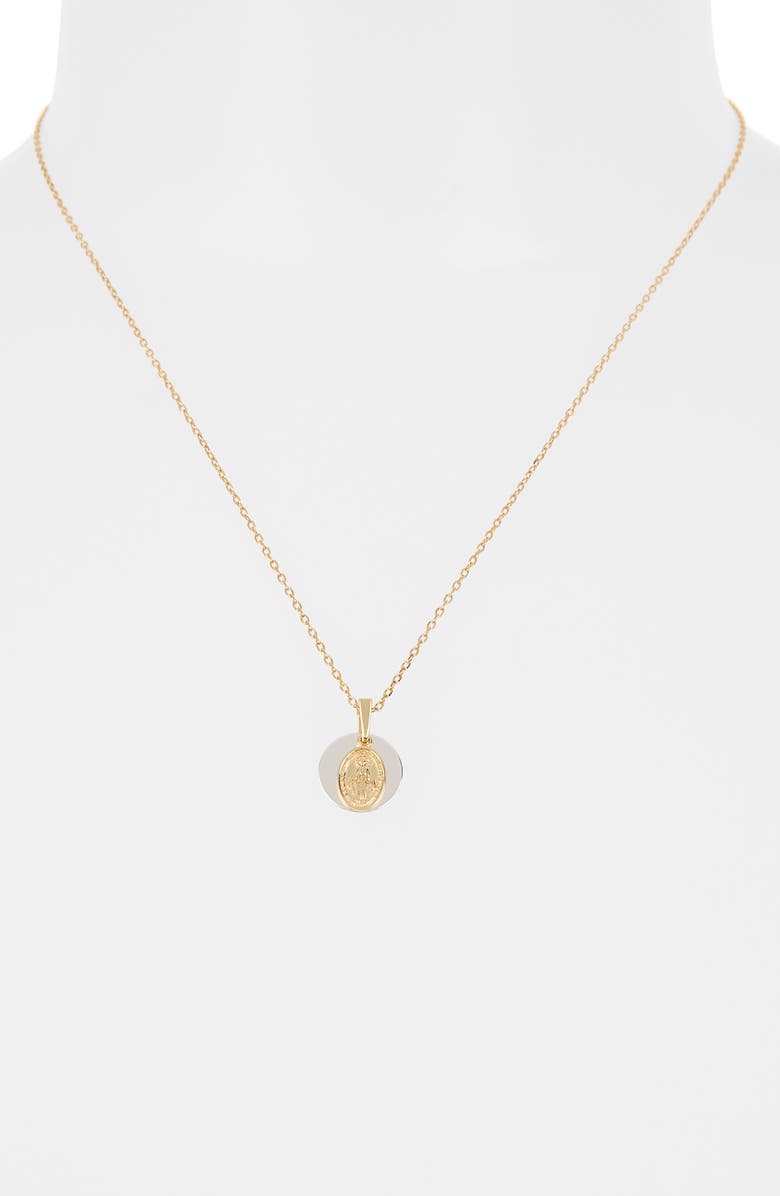 Argento Vivo Sterling Silver Two Tone Religious Pendant Necklace, Alternate, color, Gold/ Silver