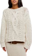 Free People Lola Oversize Stretch Cotton Cable Sweater