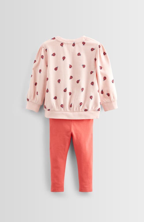 Tucker + Tate Kids' Relaxed Fit Crewneck Sweatshirt & Leggings Set In Pink Ladybug Love- Coral