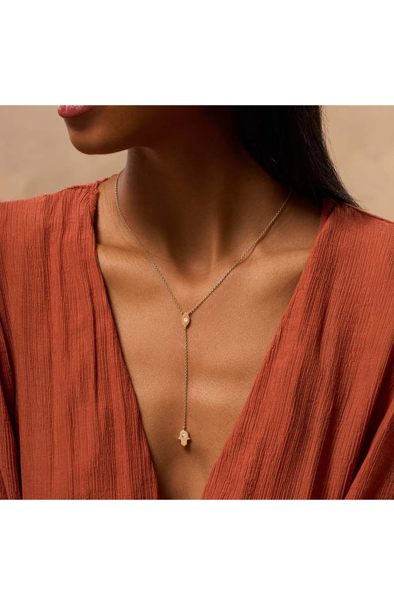 Karma and Luck Gracious Guardian Gold Evil Eye & Hamsa Necklace, Alternate, color,