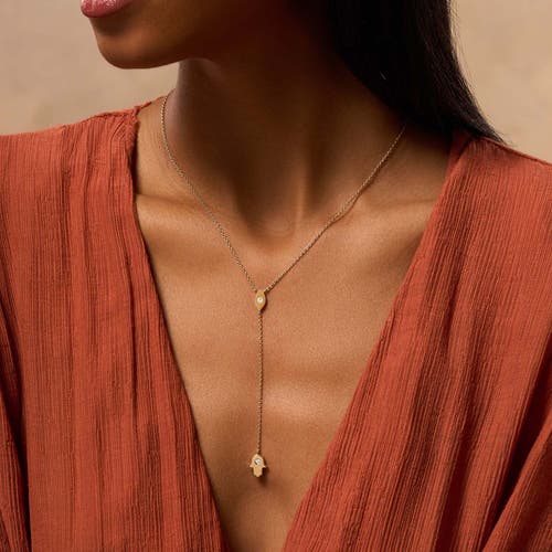 Karma And Luck Gracious Guardian Gold Evil Eye & Hamsa Necklace In Gold