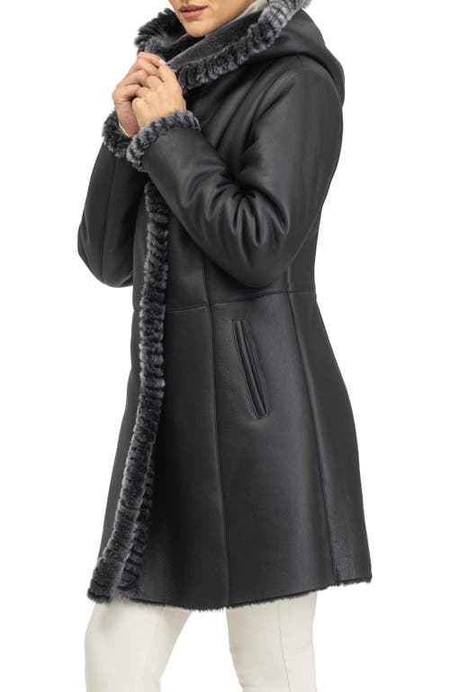 Gorski Merino Shearling Lamb Parka With Whipstitch Trim In Black