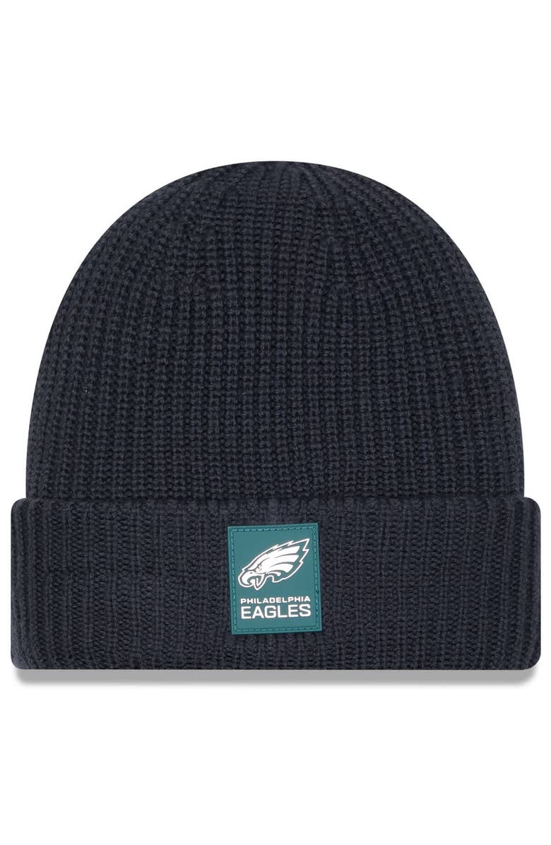 New Era Men's New Era Charcoal Philadelphia Eagles 2025 Sideline Cold Weather Cuffed Knit Hat, Main, color, Charcoal