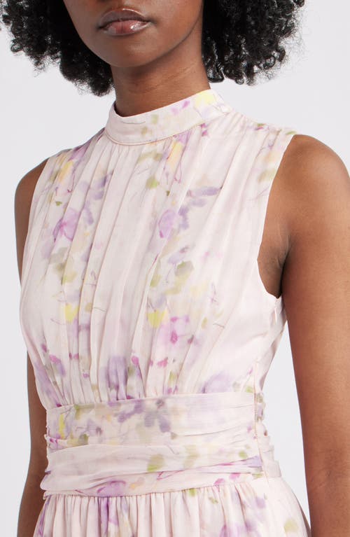 Lulus Eden Floral Sleeveless Ruffle Chiffon Dress In Pink Multi