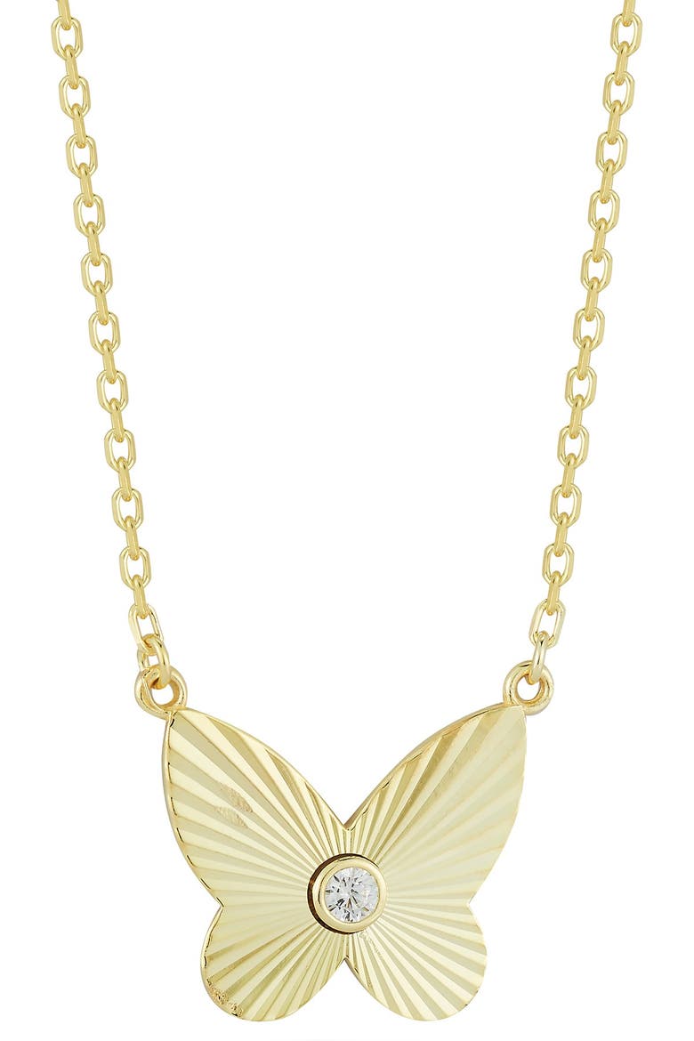 CZ Butterfly Necklace, Main, color, YELLOW GOLD