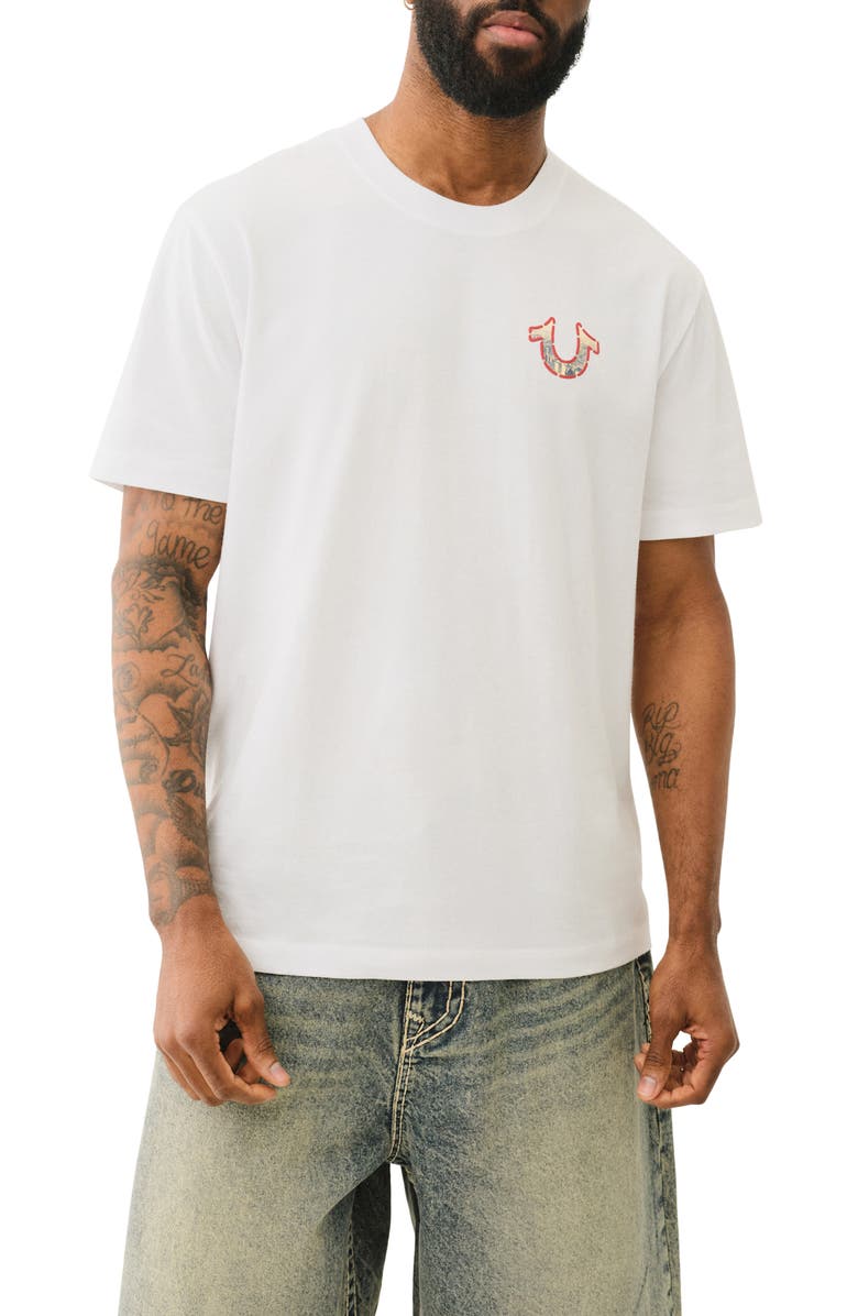 True Religion Photo Real Puff Paint Graphic T-Shirt, Main, color, Optic White