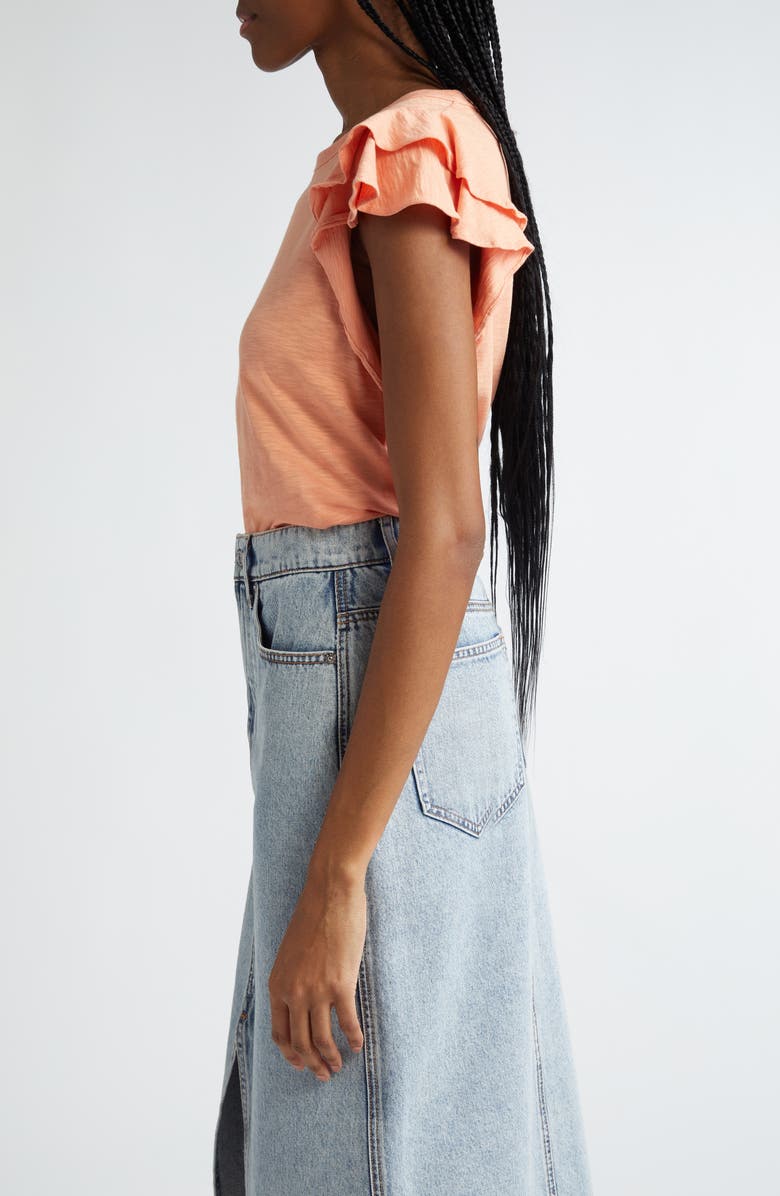 Veronica Beard Akeela Double Ruffle Sleeve Cotton Top, Alternate, color, Coral