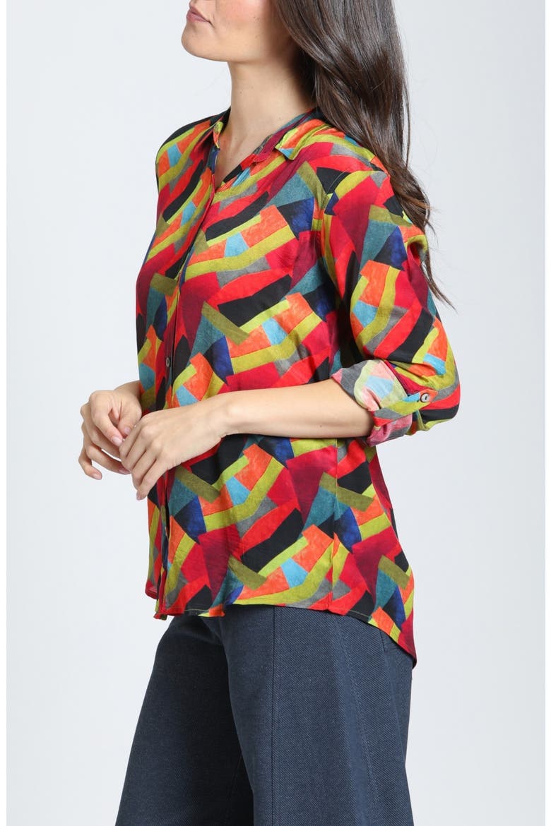 Roll-Up Sleeve Button-Up Shirt, Alternate, color, PRISMATIC SUNSET