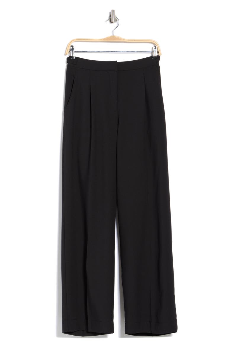 Woven Pleat Front Trousers, Alternate, color, BLACK-BLACK