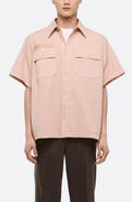 Helmut Lang GD Uniform Short Sleeve Stretch Twill Button Up Shirt
