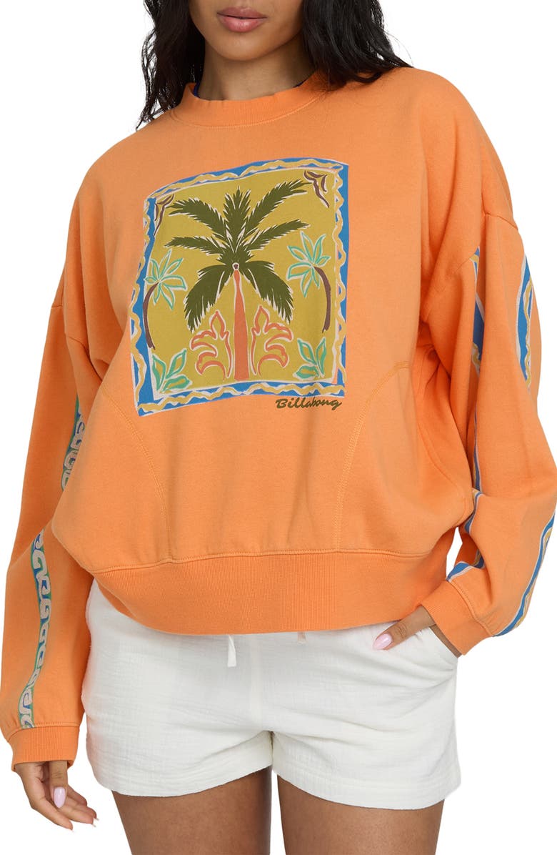 Billabong Palm Rio Graphic Sweatshirt, Main, color, Tangerine