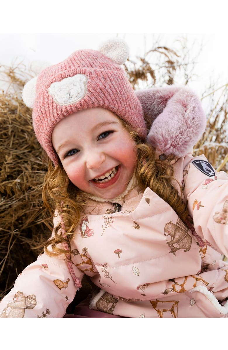 Deux par Deux Lined Winter Knit Hat with Ear Flaps, Alternate, color, Dusty Pink