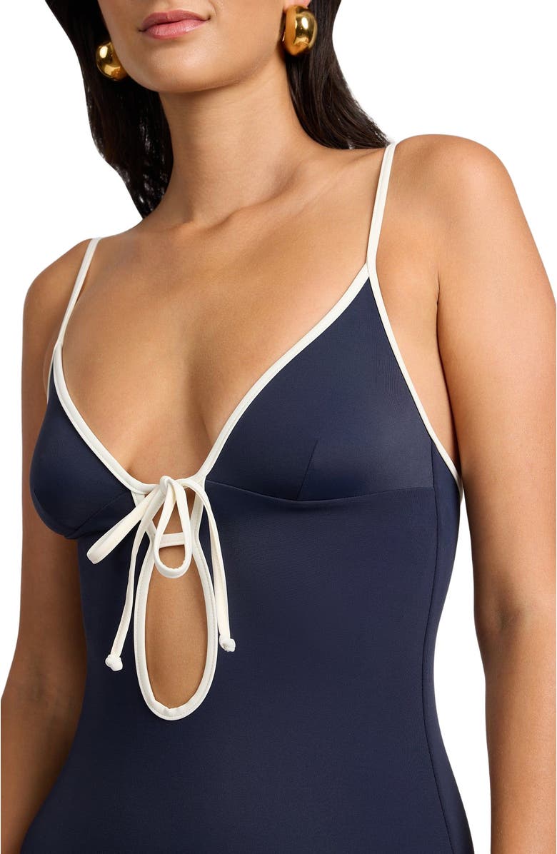 Onia Soleil Tie Front One-Piece, Alternate, color, Noir Navy/Egret
