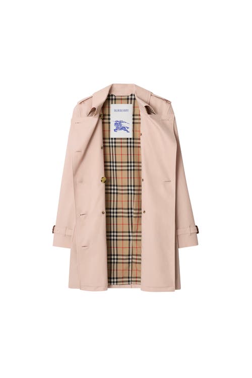 Burberry Short Tropical Gabardine Kensington Trench Coat In Pink