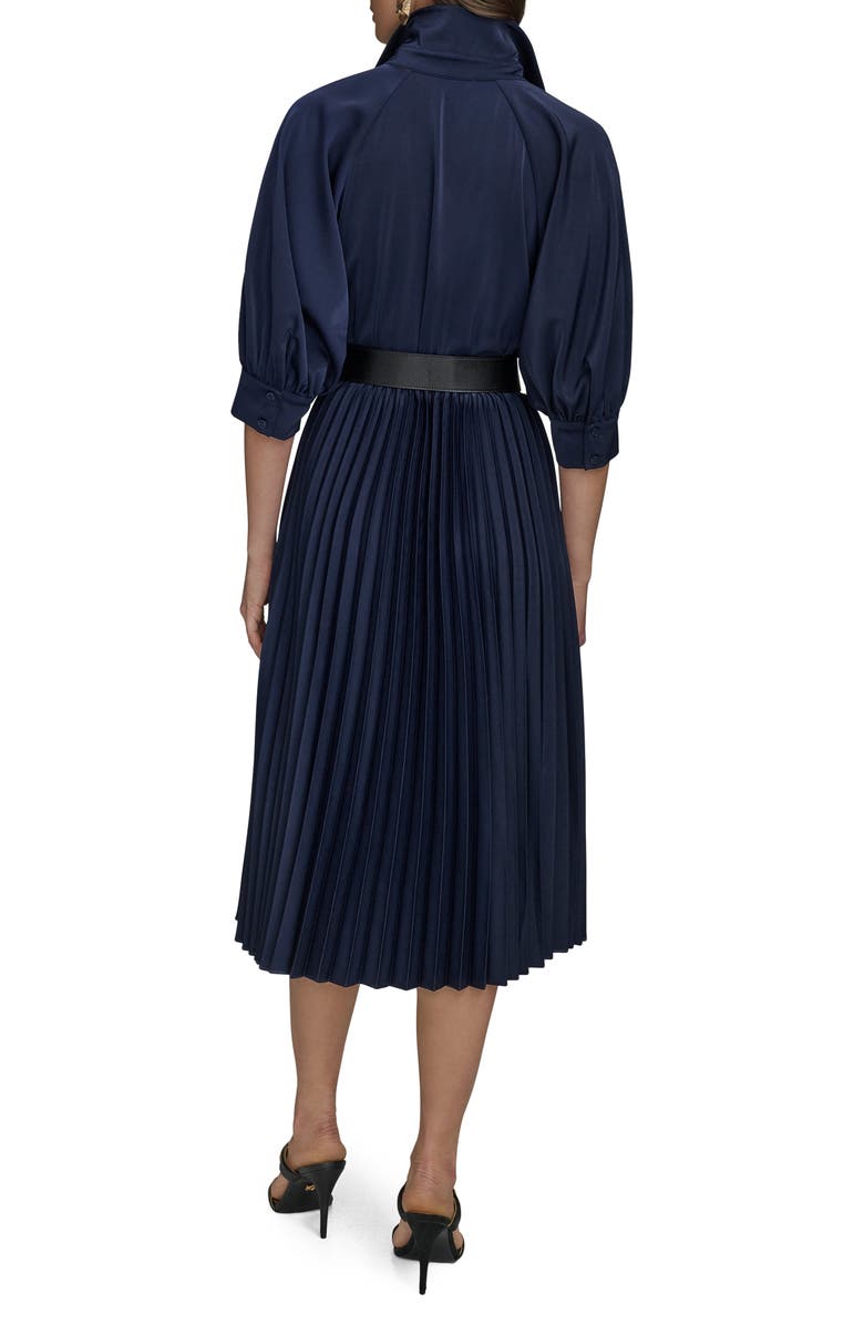 Donna Karan New York Pleated Belted Midi Shirtdress, Alternate, color, Eclipse
