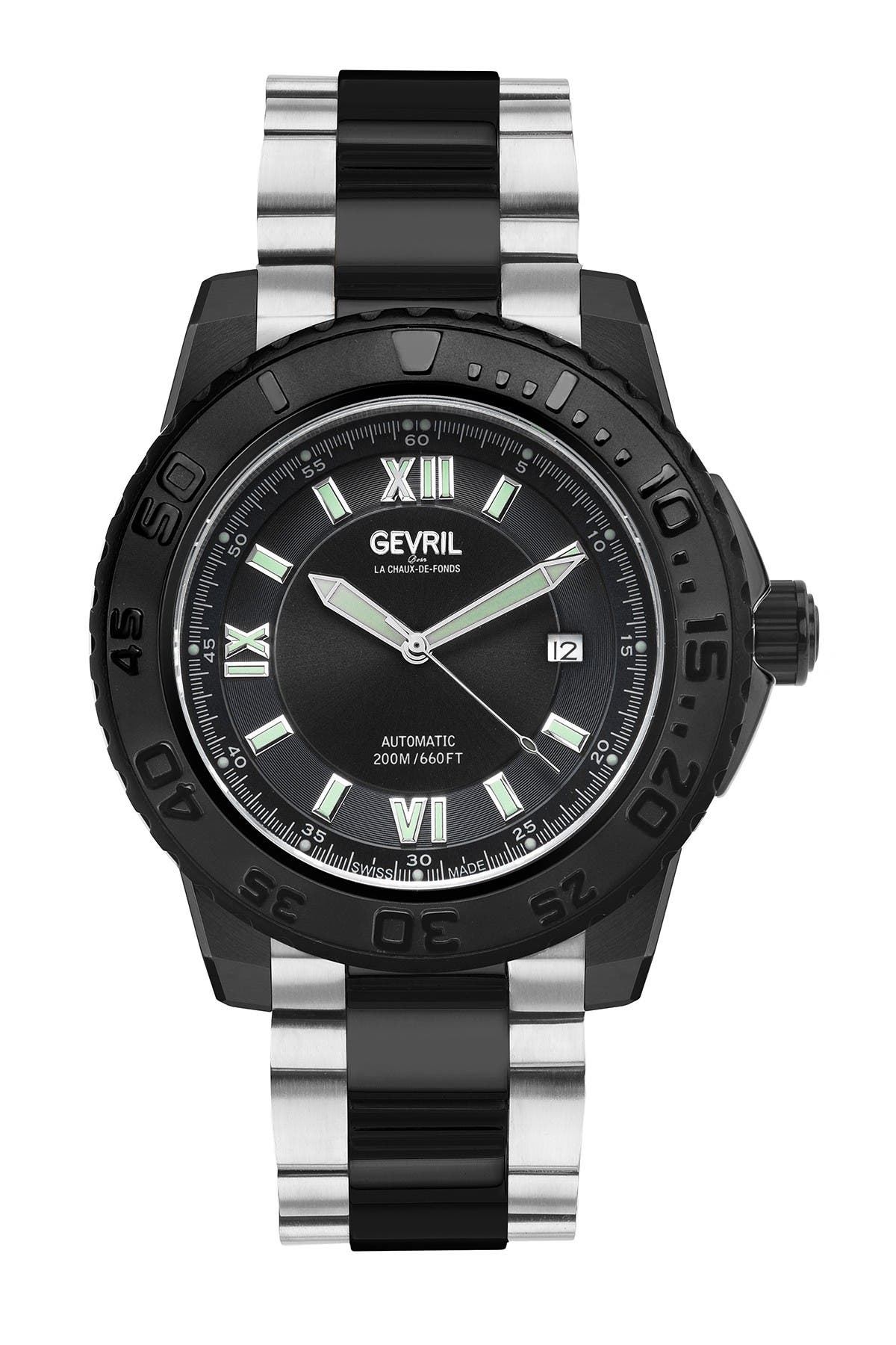 GEVRIL Men's Seacloud Swiss Automatic Bracelet Watch, 45mm