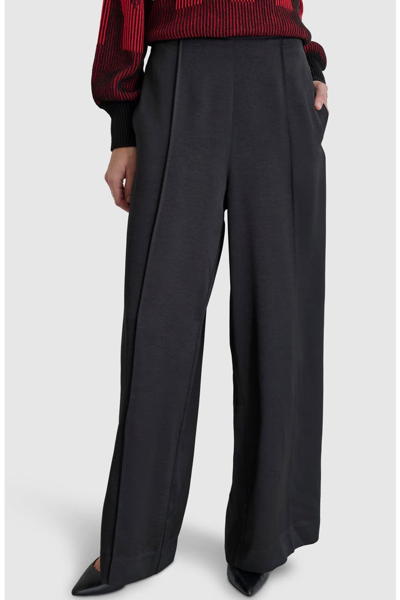 Pintuck Wide Leg Pants, Main, color, BLACK