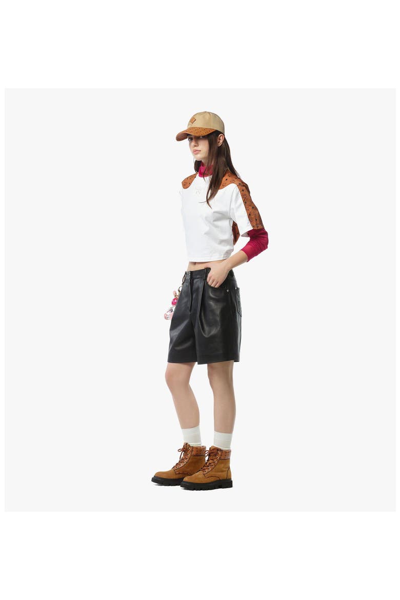 Laurel Cropped T-Shirt in Organic Cotton and Monogram ECONYL®, Alternate, color, White