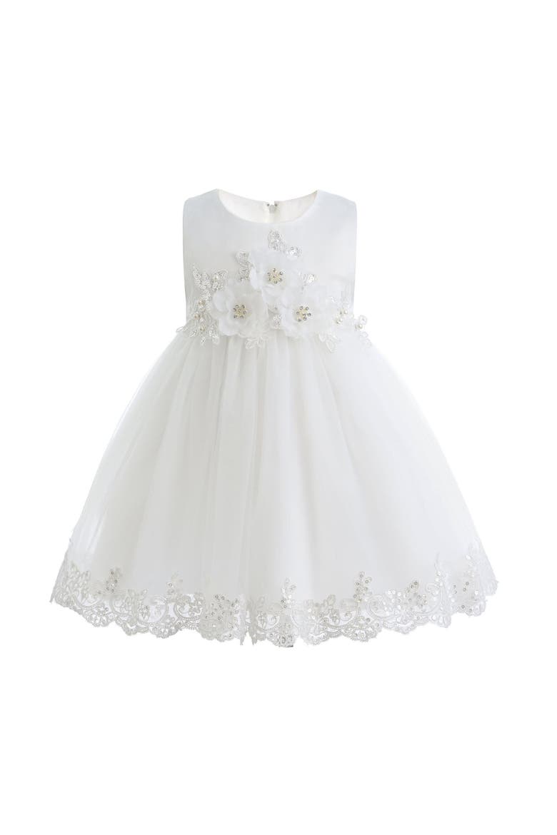 Embroidered Blooming Bow Dress, Main, color, White