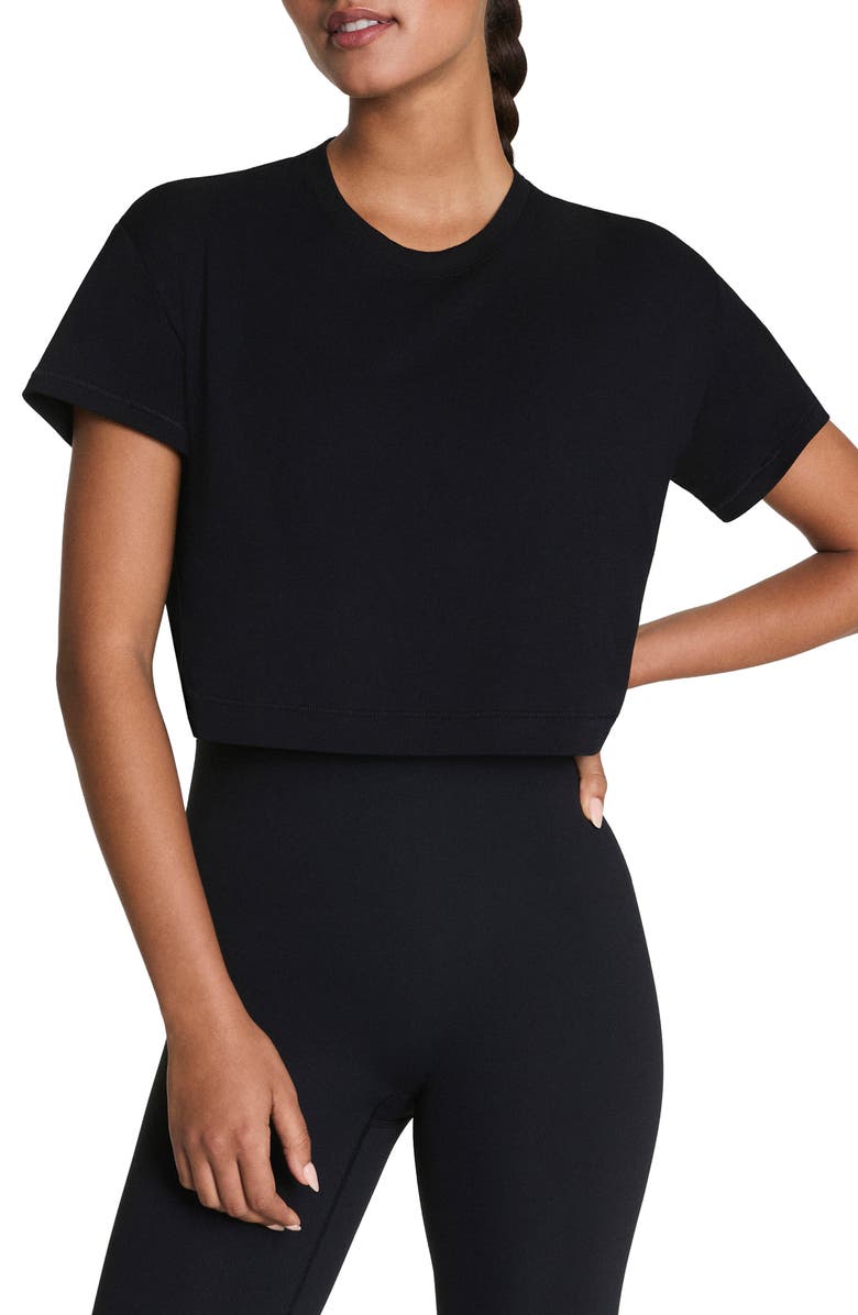 SPANX<sup>®</sup> Supernaturals Crop T-Shirt, Main, color, Very Black