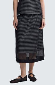 LUUKAA Saphina Striped Mesh Midi Skirt