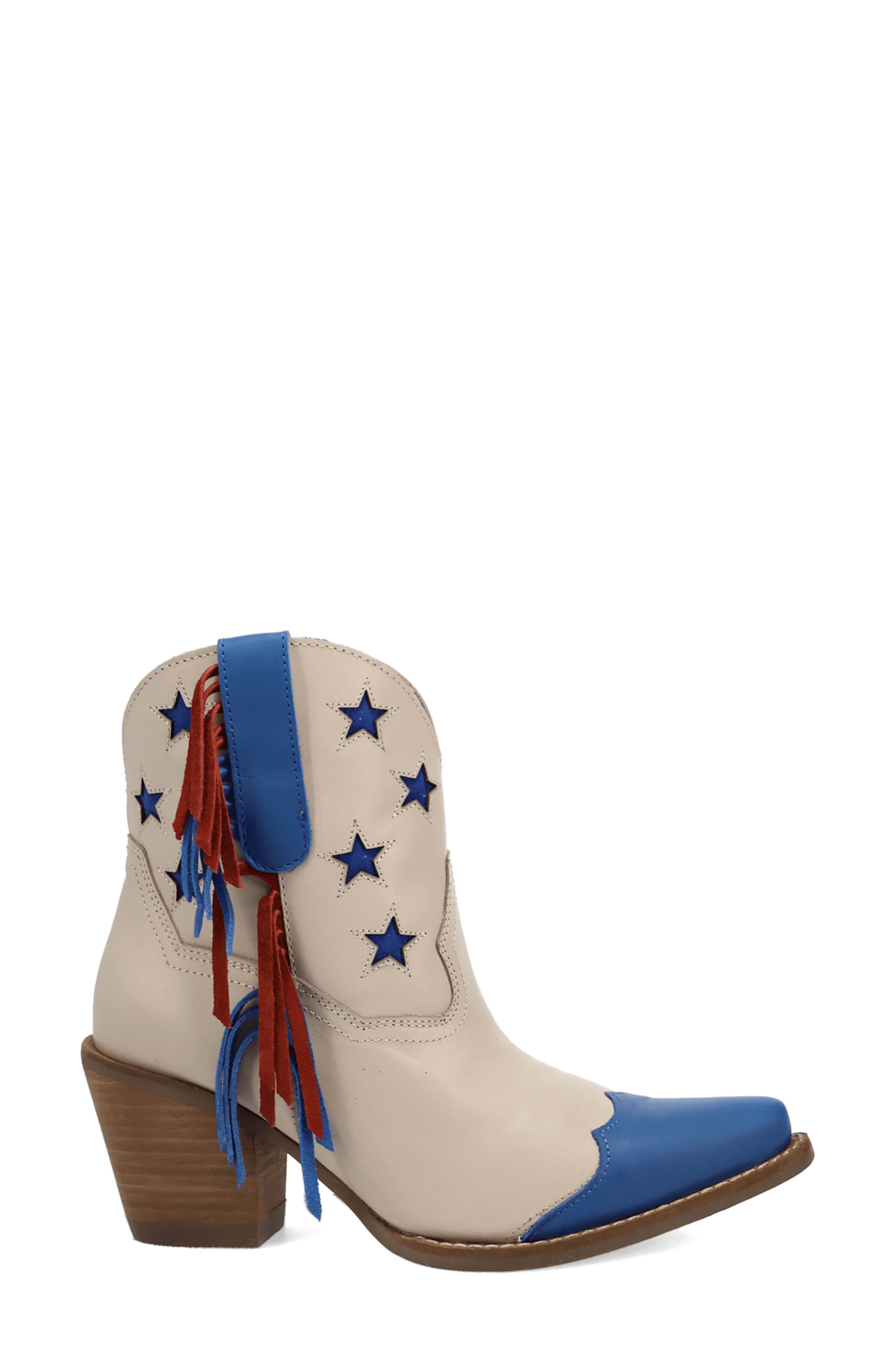 Liberty Fringe Trim Western Boot, Alternate, color, BEIGE MULTI