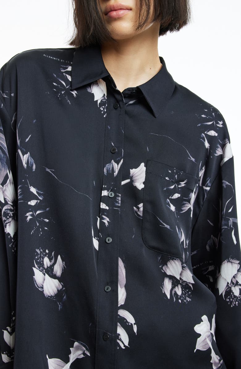 AllSaints Bernie Pauline Satin Button-Up Top, Alternate, color, 