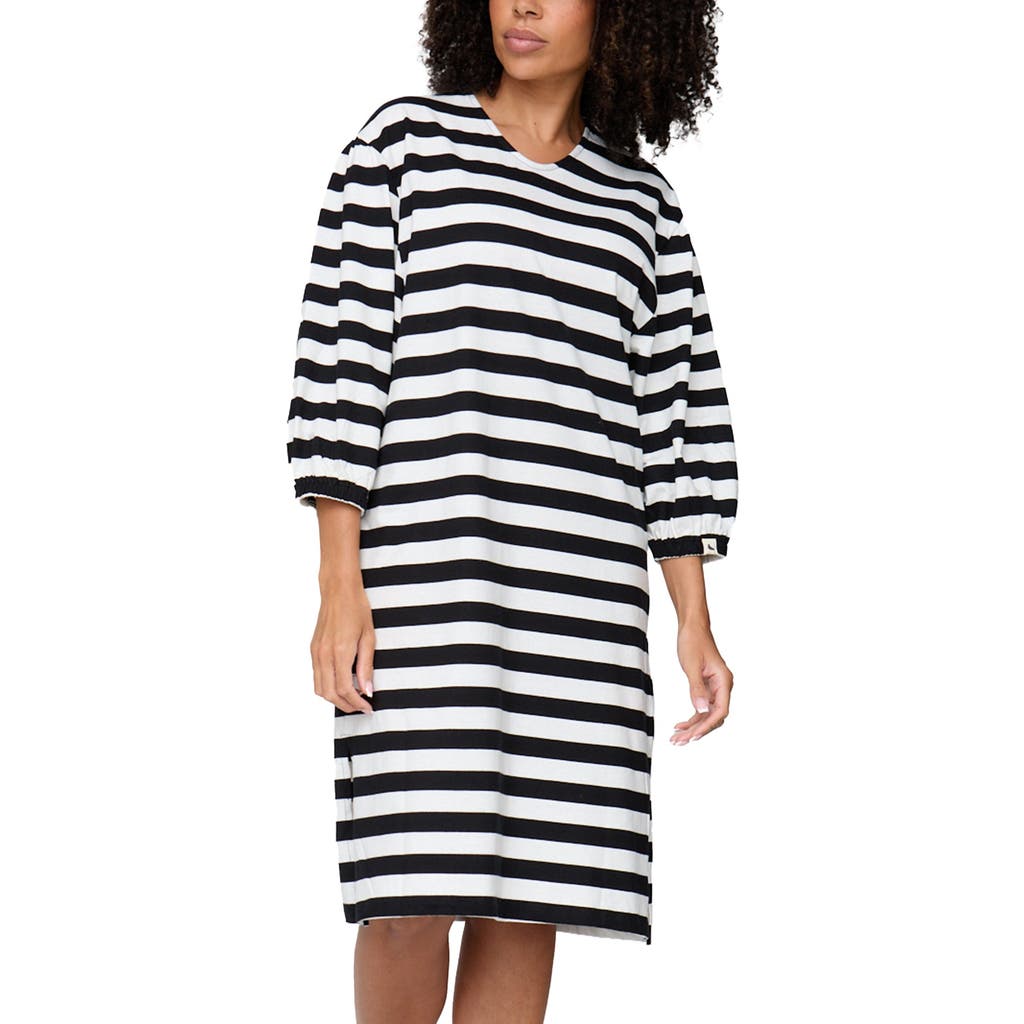 Turtledove London Organic Cotton Rosa Bold Stripe Print Midi Dress In Black