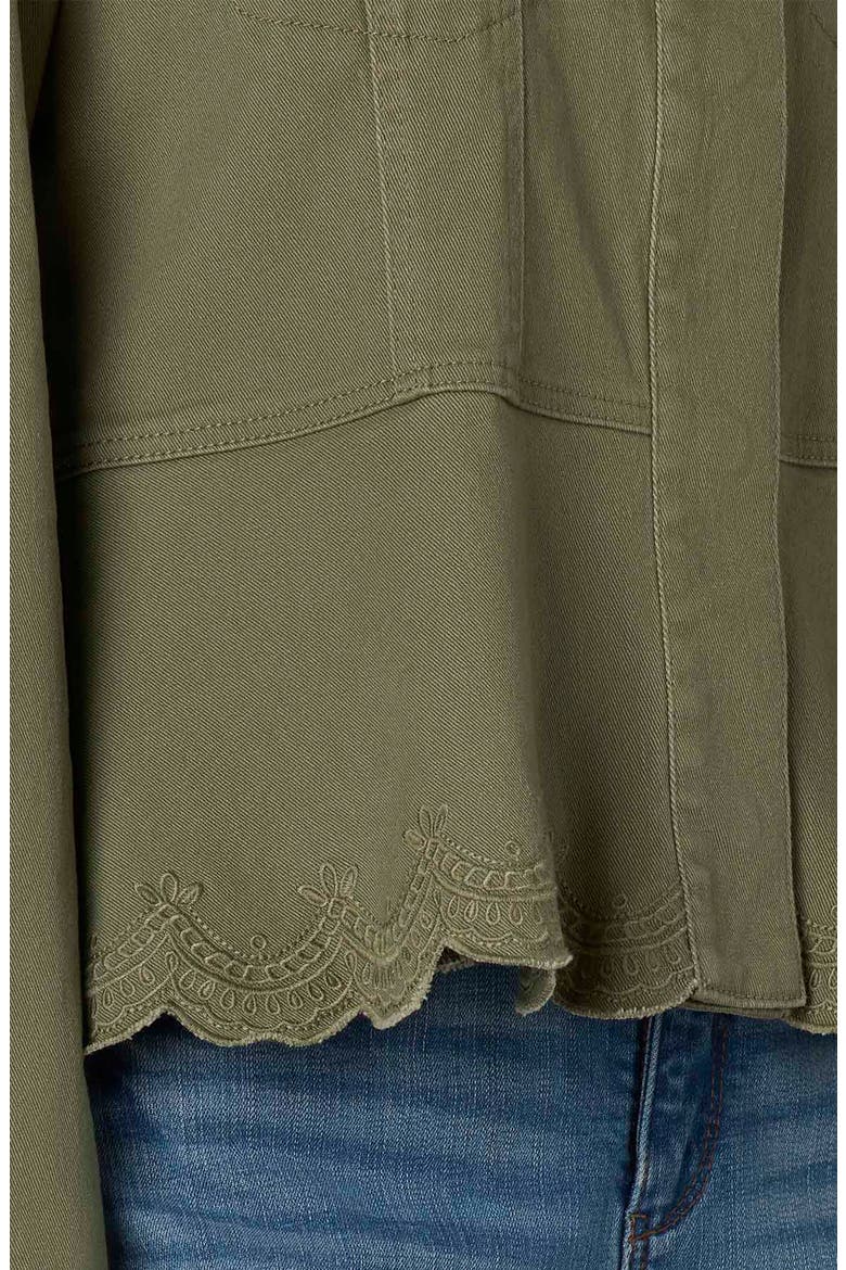 Puff Shoulder Peplum Denim Jacket, Alternate, color, LILY PAD