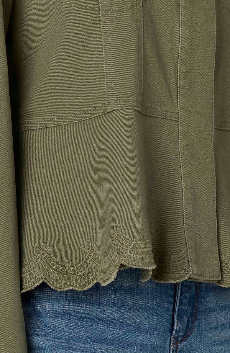 Wit & Wisdom Puff Shoulder Peplum Denim Jacket, Alternate, color, Lily Pad