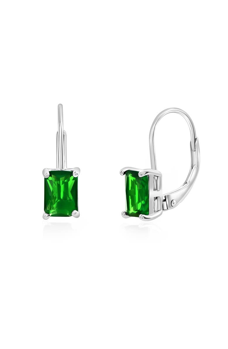 Donatello Gian Sterling Silver Emerald Cut Earrings, Main, color, Green