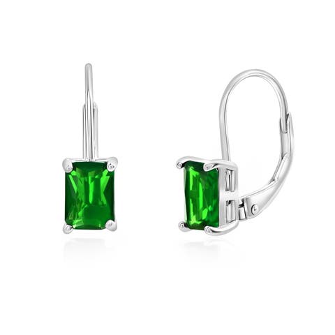 Sterling Silver Emerald Cut Earrings