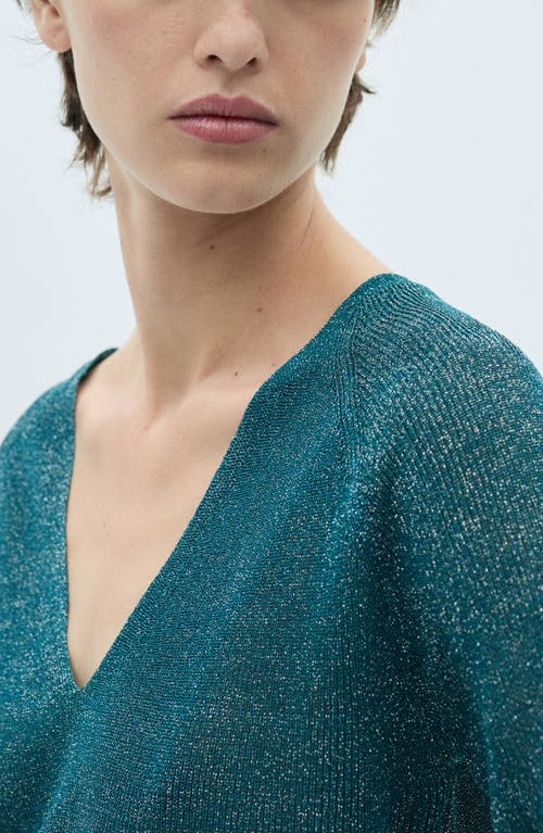 Mango Metallic Sweater In Green