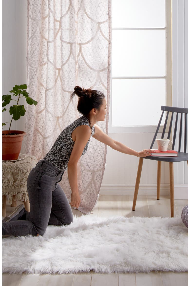 Chenille Scallop Single Curtain Panel, Alternate, color, BLUSH