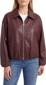 Bagatelle Faux Leather Zip Front Bubble Jacket