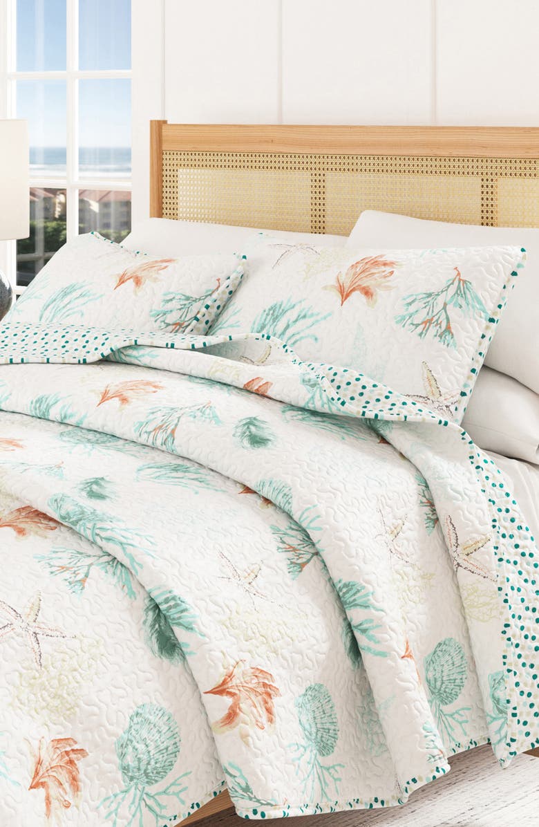 Woven & Weft Coastal Theme Quilt Set, Alternate, color, Coral Reef