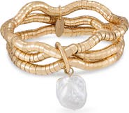 Ettika Freshwater Pearl Drop Layered Stretch Bracelet