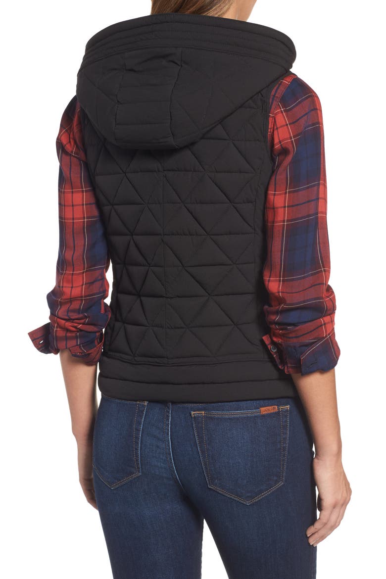 Sage Hooded Quilted Vest, Alternate, color, BLACK