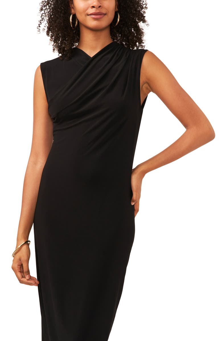 Vince Camuto Drape Cross Neck Sleeveless Midi Dress, Alternate, color, 