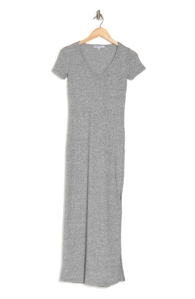 Velvet Torch V-Neck Ribbed Knit Maxi Dress, Alternate, color, 