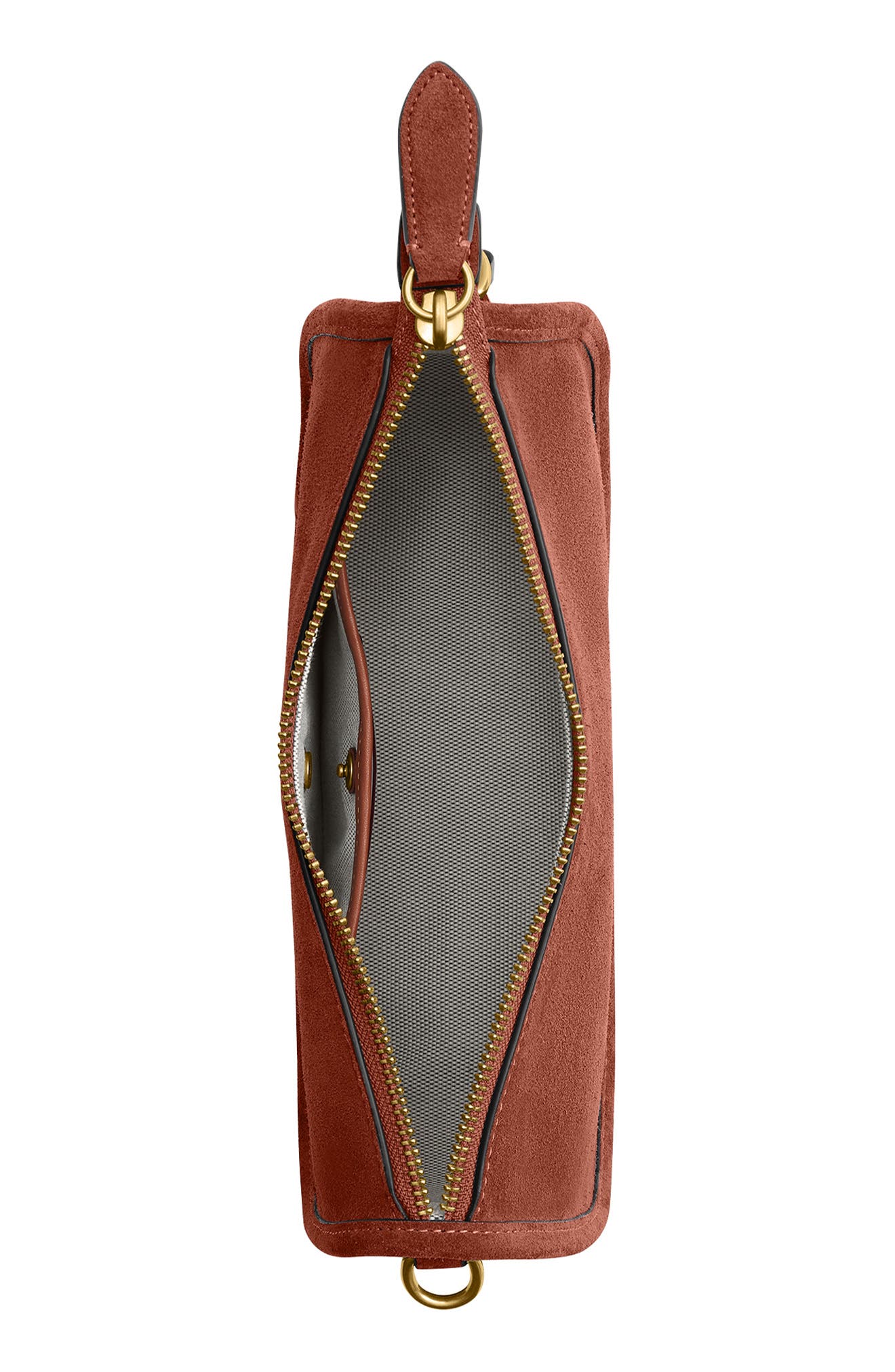 COACH Waverly Suede Shoulder Bag, Alternate, color, Clay