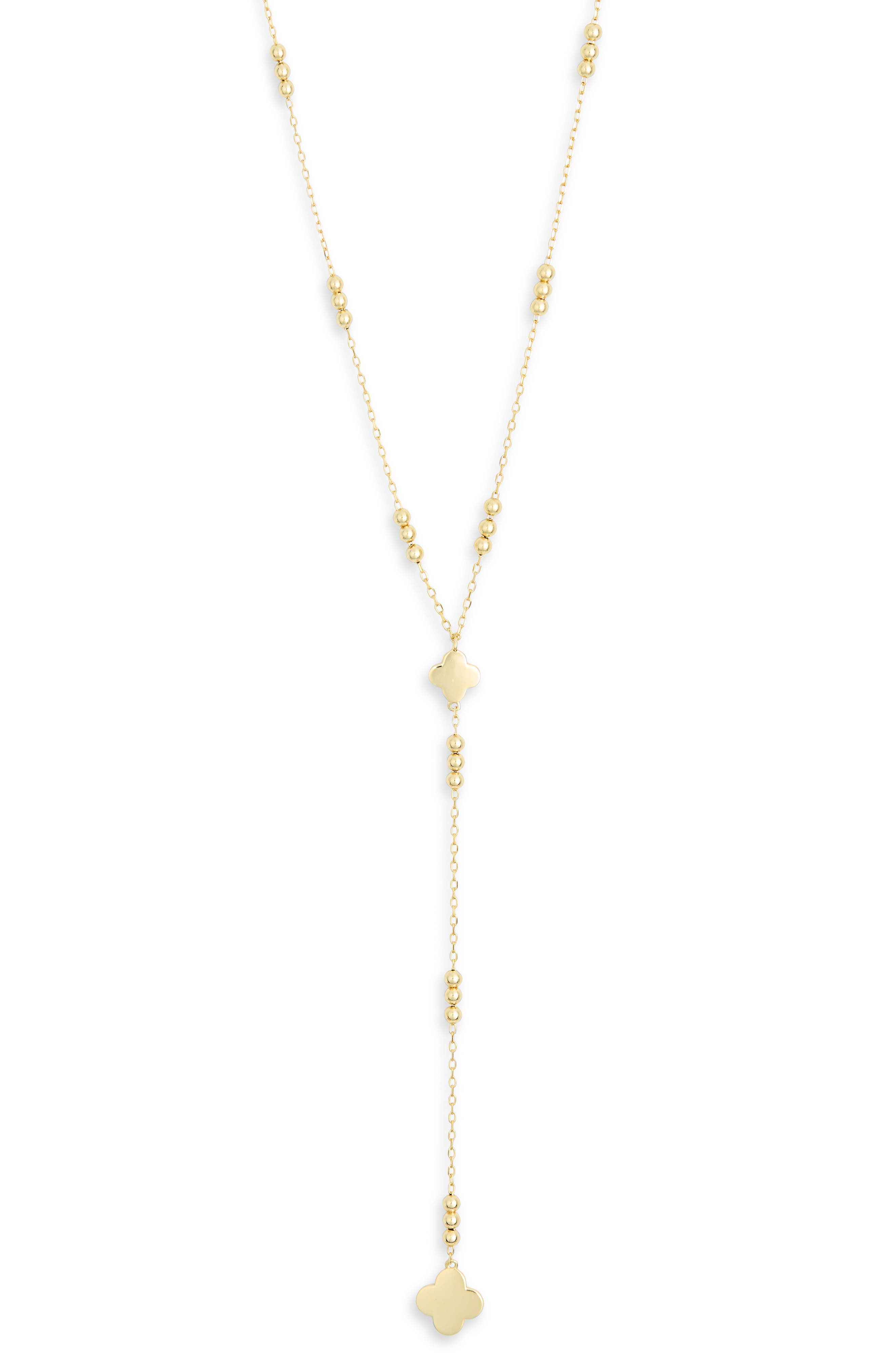Argento Vivo Sterling Silver Clover Beaded Station Lariat Necklace