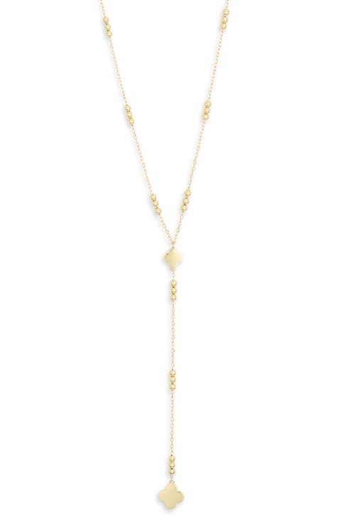 Clover Beaded Station Lariat Necklace
