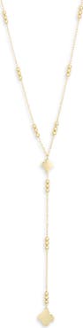 Argento Vivo Sterling Silver Clover Beaded Station Lariat Necklace