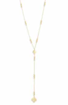 Argento Vivo Sterling Silver Clover Beaded Station Lariat Necklace