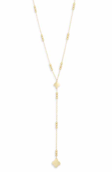 Argento Vivo Sterling Silver Clover Beaded Station Lariat Necklace