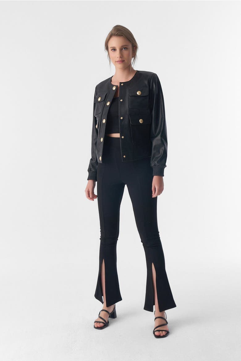 Beatrice Leather Jacket, Alternate, color, Black