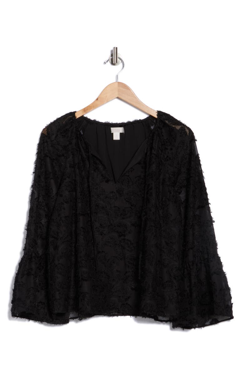 NORDSTROM RACK Tie Neck Long Sleeve Top, Alternate, color, Black